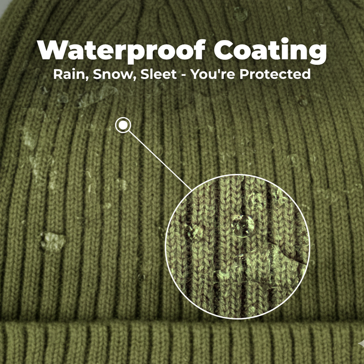 Water Resistant Wool Beanie - Moss