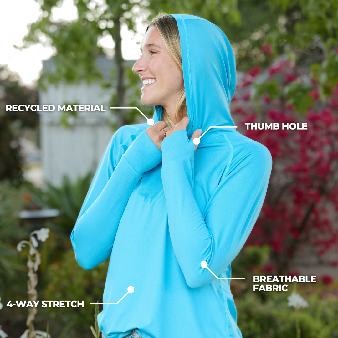 Women's UV Sun Hoodie - Blue Horizon