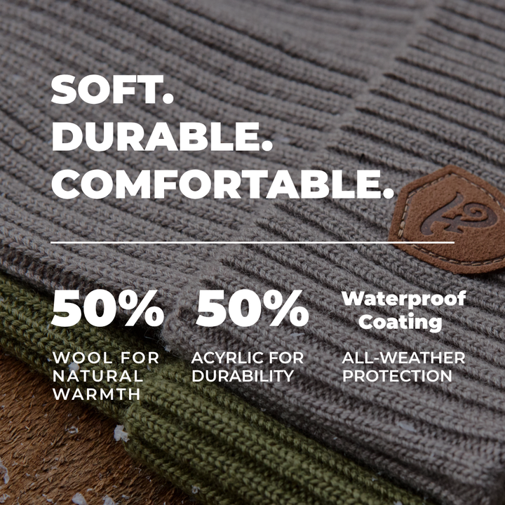 Water Resistant Wool Beanie - Moss