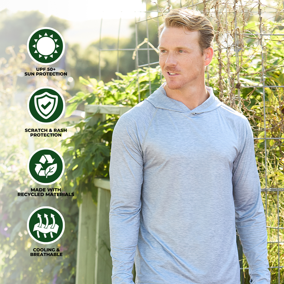 Men's UV Sun Hoodie - Heather Grey