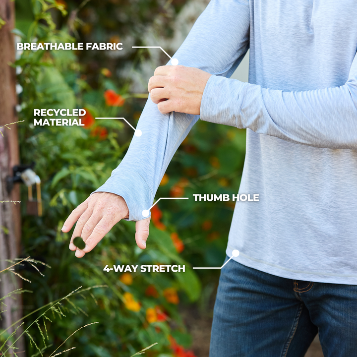 Men's UV Sun Hoodie - Heather Grey