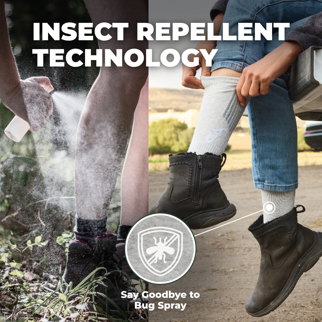 Winter Socks - Bug Repellent- Mid-Calf - Stone