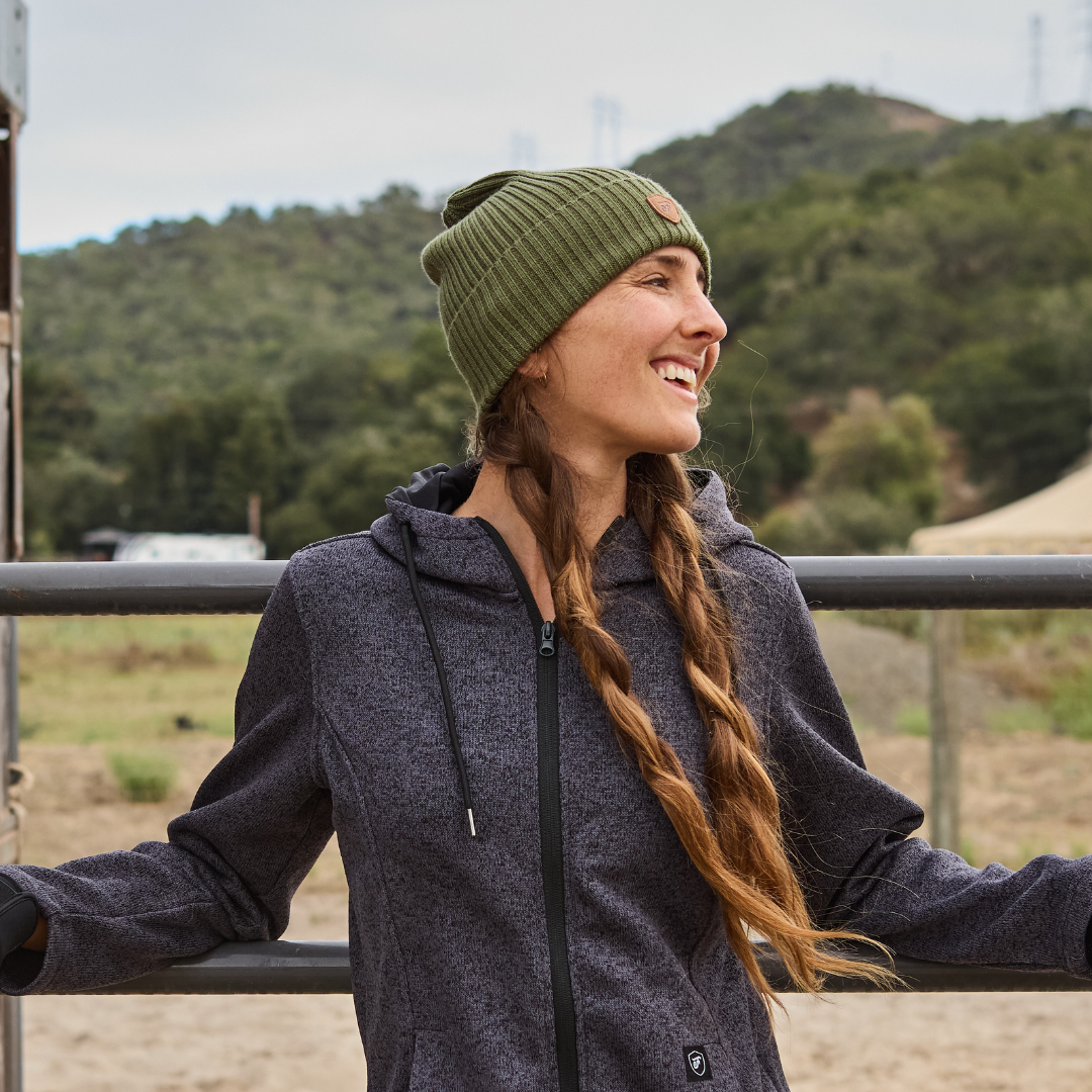 Water Resistant Wool Beanie - Moss