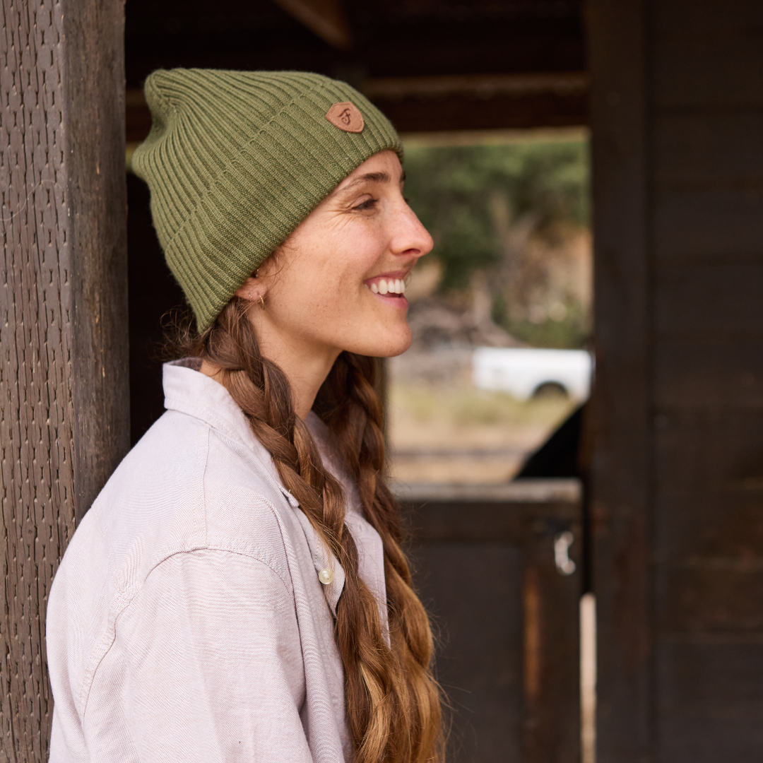 Water Resistant Wool Beanie - Moss
