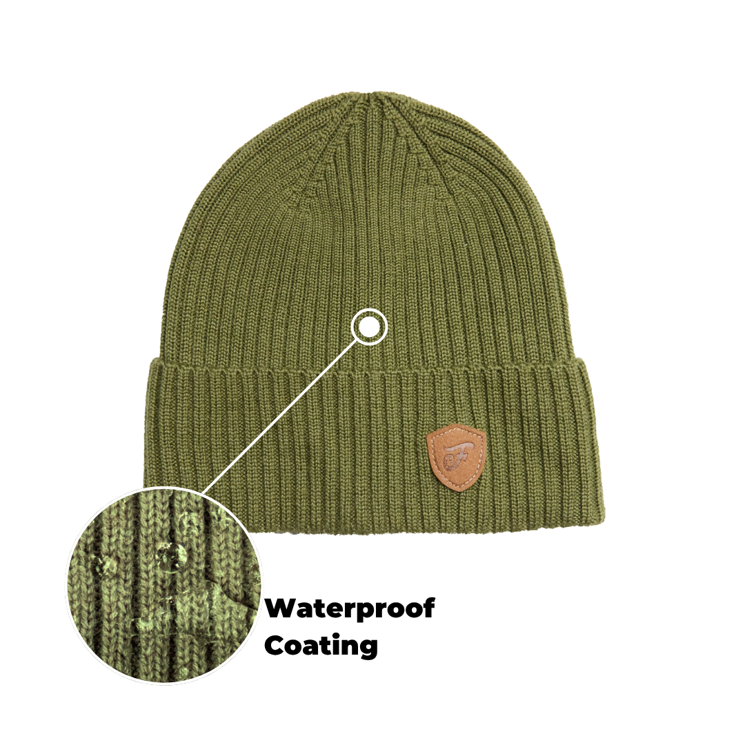 Water Resistant Wool Beanie - Moss