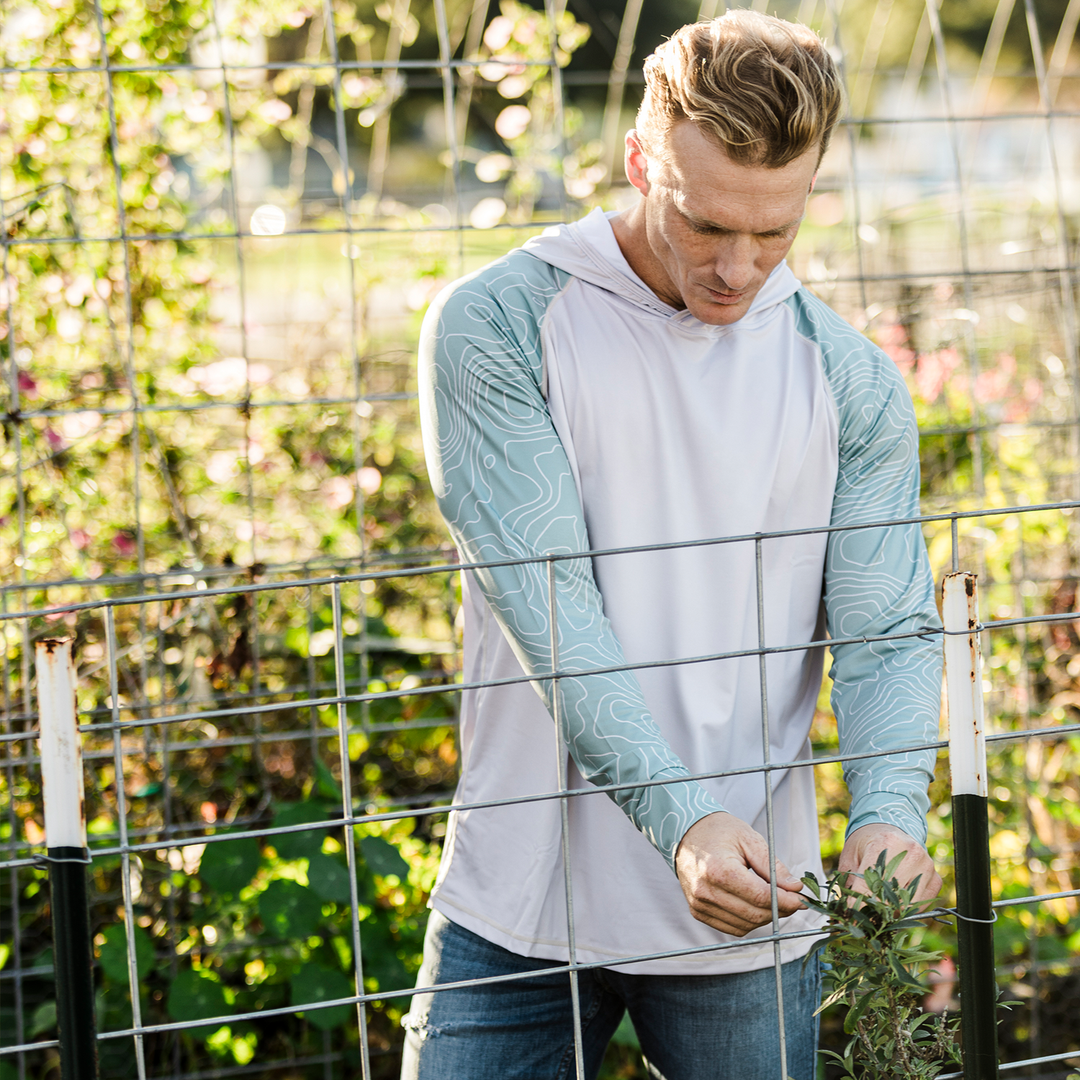 Men's UV Sun Hoodie - Topo Map