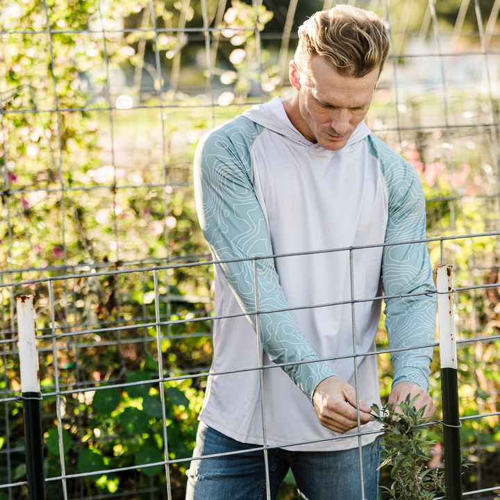 Men's UV Sun Hoodie - Topo Map
