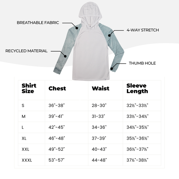 Men's UV Sun Hoodie - Topo Map