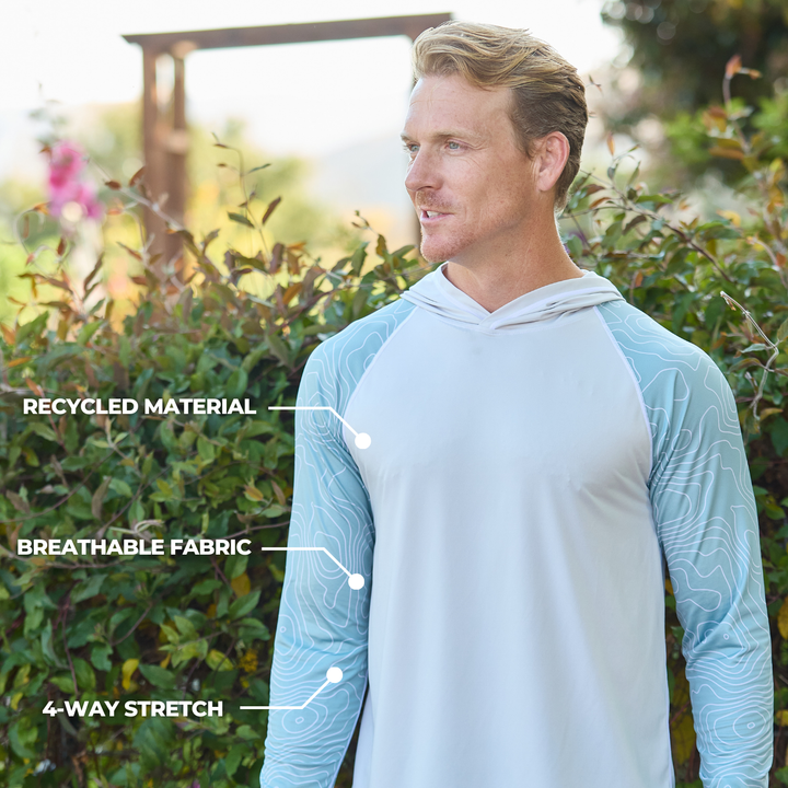 Men's UV Sun Hoodie - Topo Map
