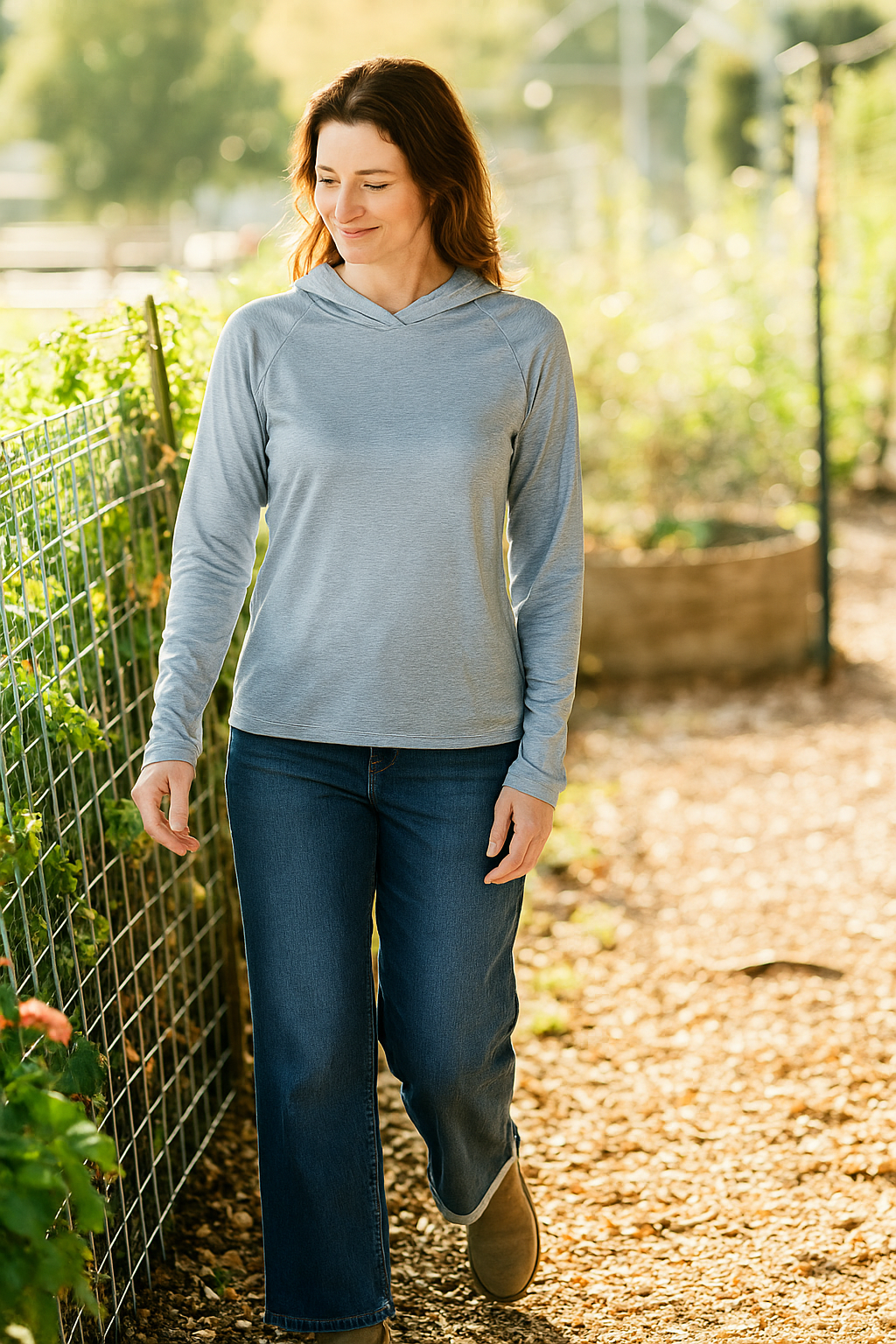 Women's UV Sun Hoodie - Heather Grey