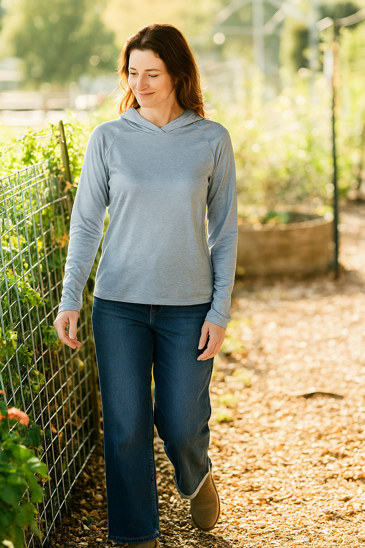 Women's UV Sun Hoodie - Heather Grey
