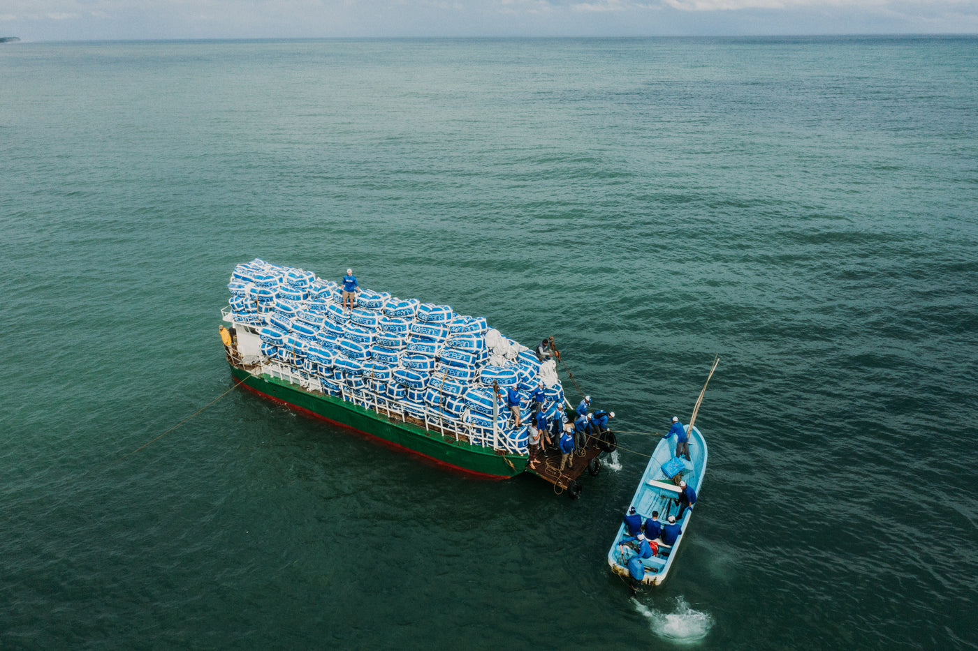 A ship with bags of recycling to show the impact of our efforts.
