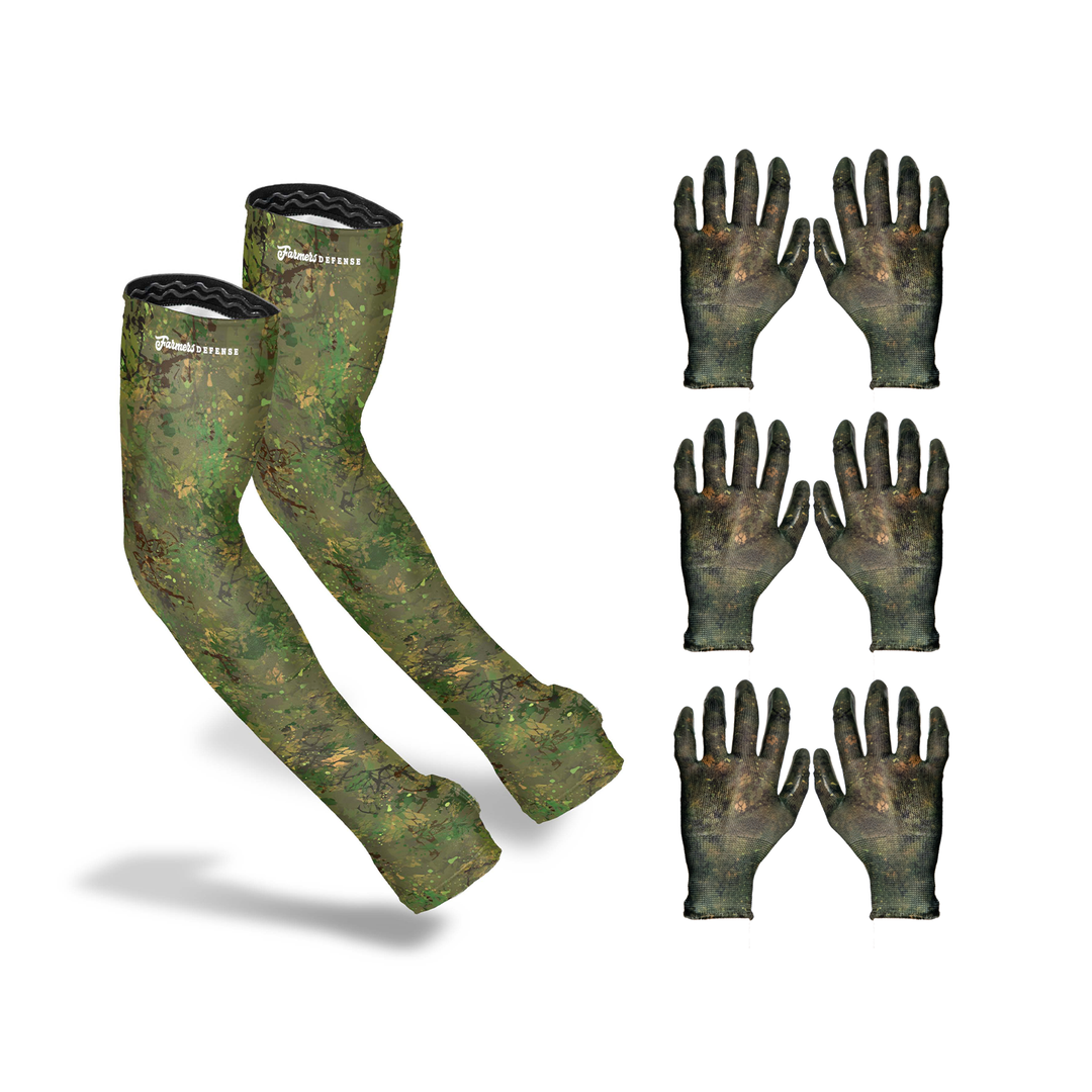 Nitrile Glove + Sleeve Pack - Green Brush Camo