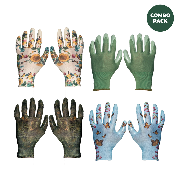 Combo 4 Pack - Nitrile Gardening Gloves