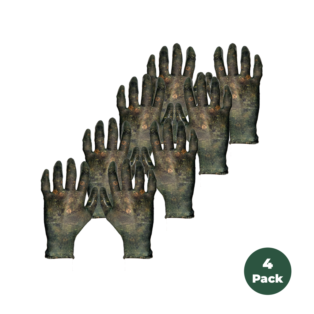 4 Pack - Green Brush Camo Nitrile Gardening Gloves