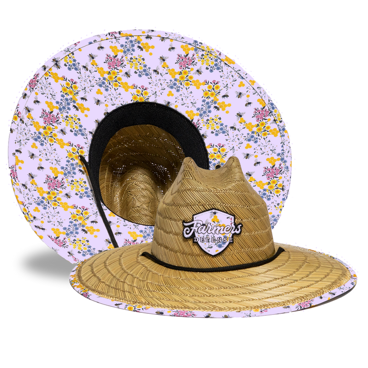 Farmers Defense Straw Hat - Save the Bee's Lavender