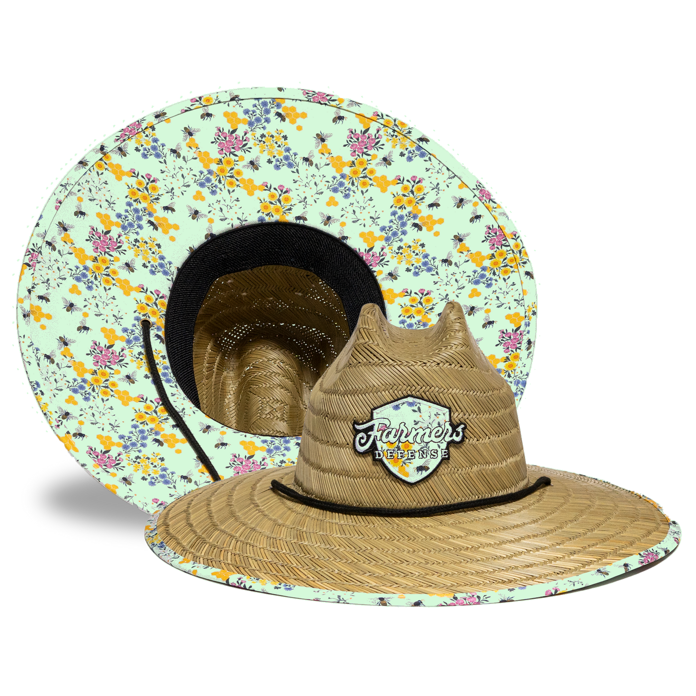 Farmers Defense Straw Hat - Save the Bees - Mint