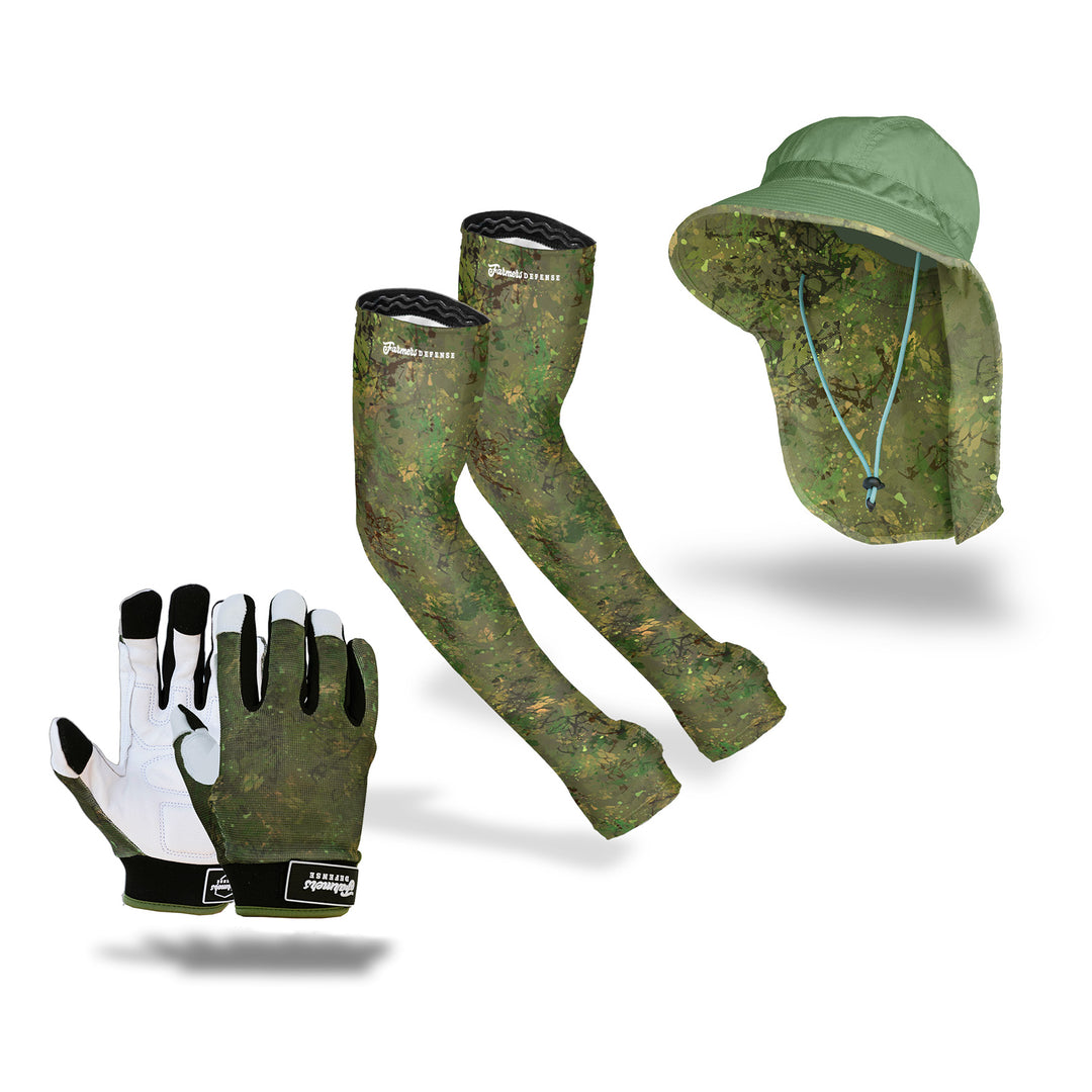 Camo Gear Pack - Protection Sleeves, Gloves and  Sun Hat