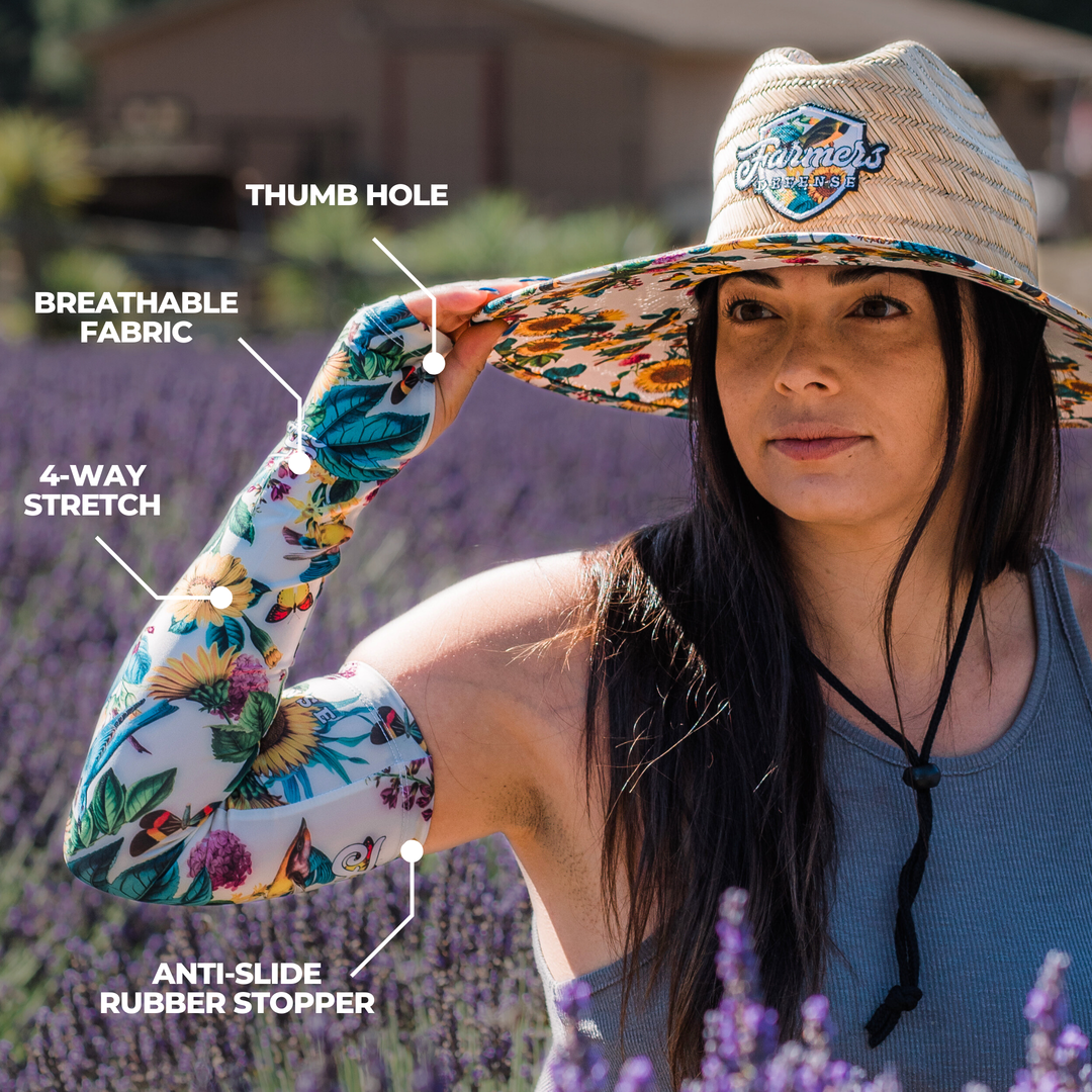 Garden Flower Pack - Protection Sleeves, Gloves and  Sun Hat