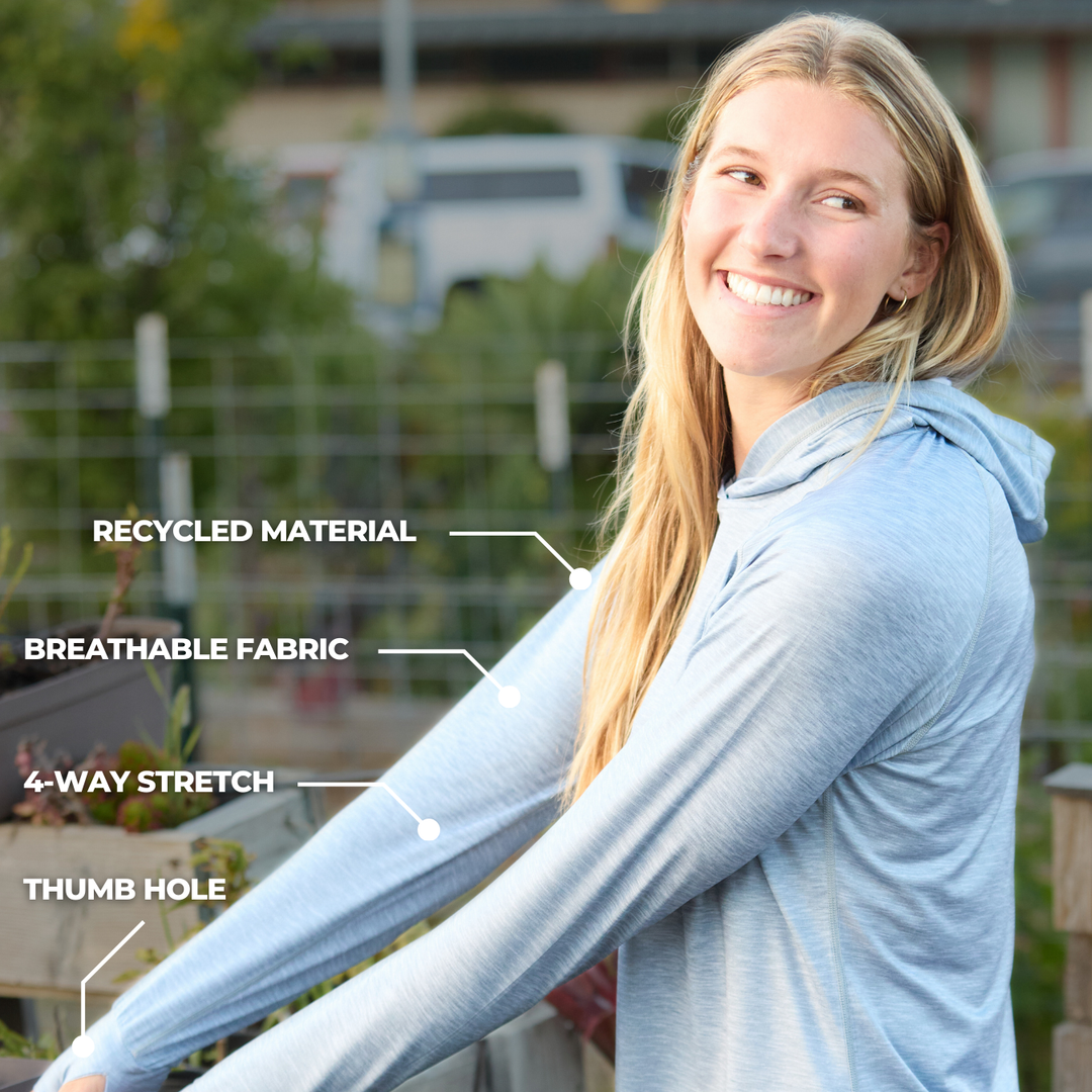 Women's UV Sun Hoodie - Heather Grey