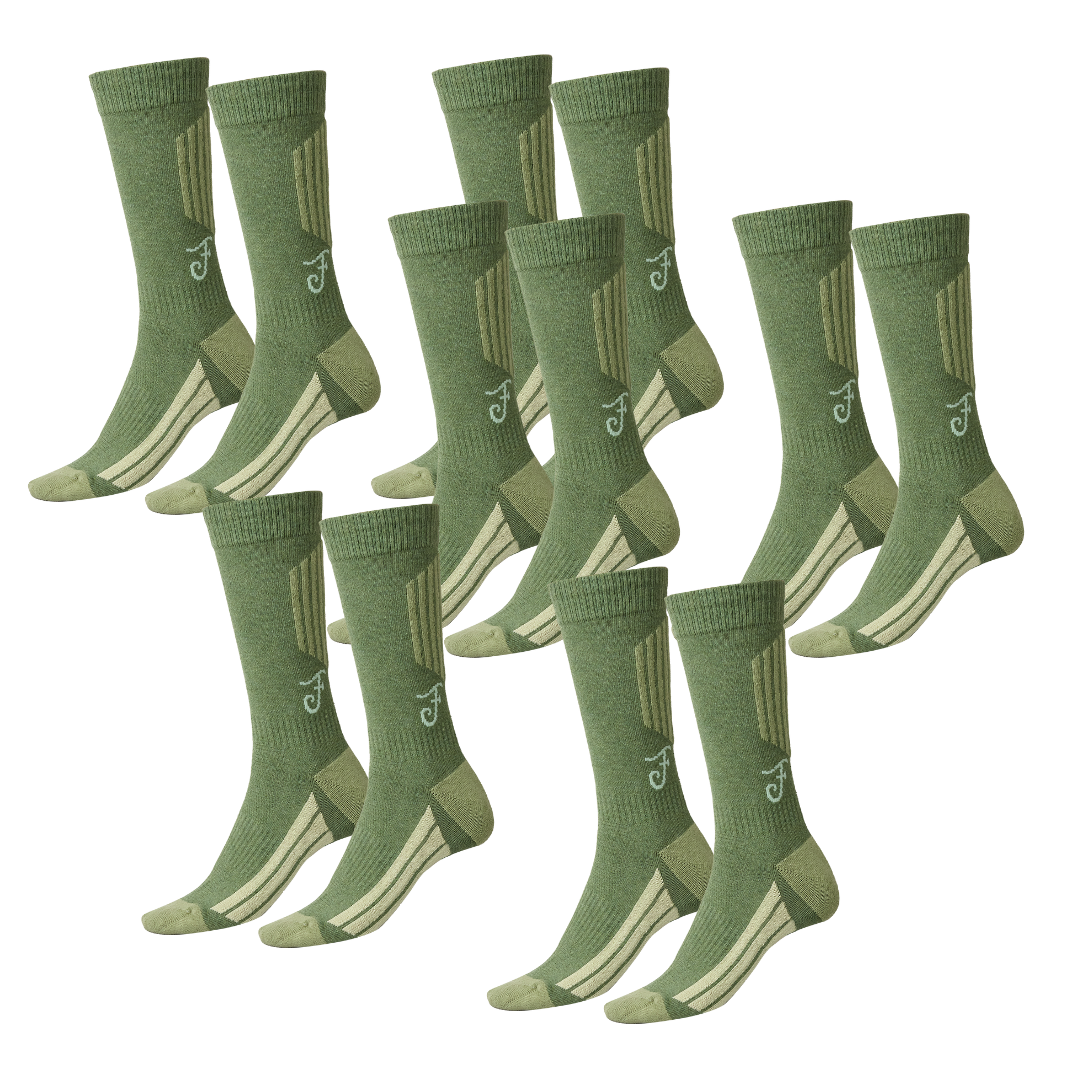 Winter Socks - Bug Repellent - Mid-Calf - Moss - 6 Pack