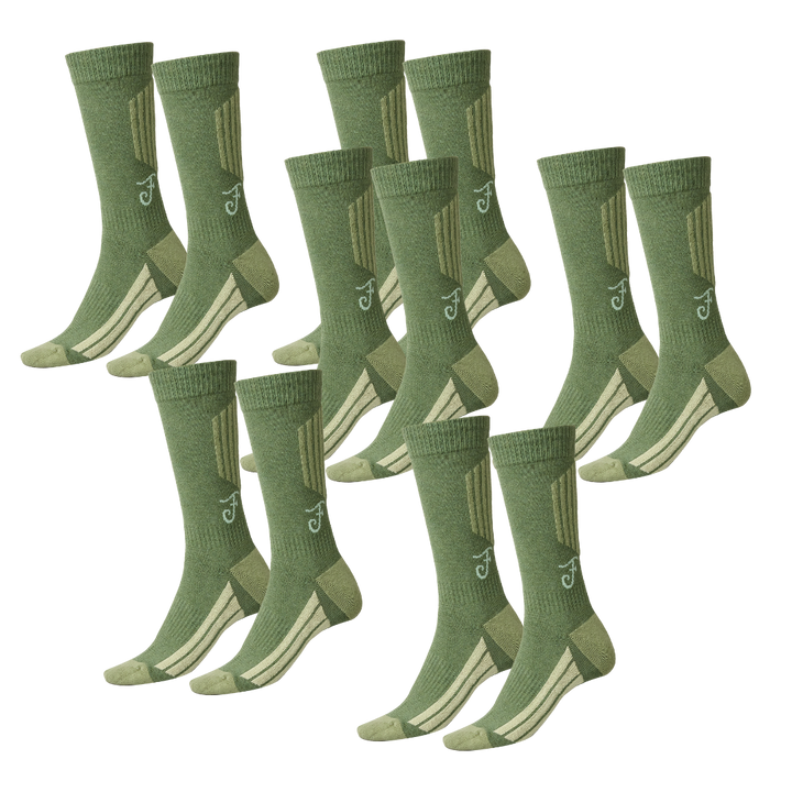Winter Socks - Bug Repellent - Mid-Calf - Moss - 6 Pack