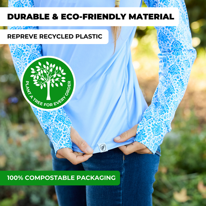 UV Hoodie - Women's - Royal Blue Damask