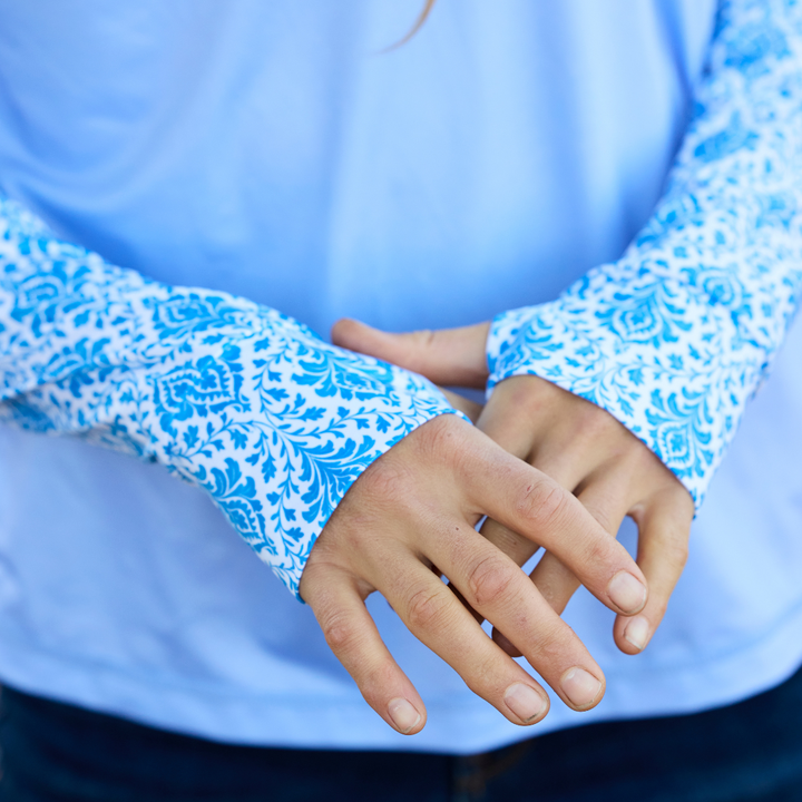 UV Hoodie - Women's - Royal Blue Damask