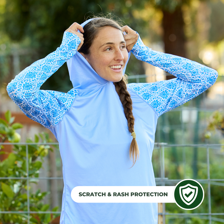 UV Hoodie - Women's - Royal Blue Damask