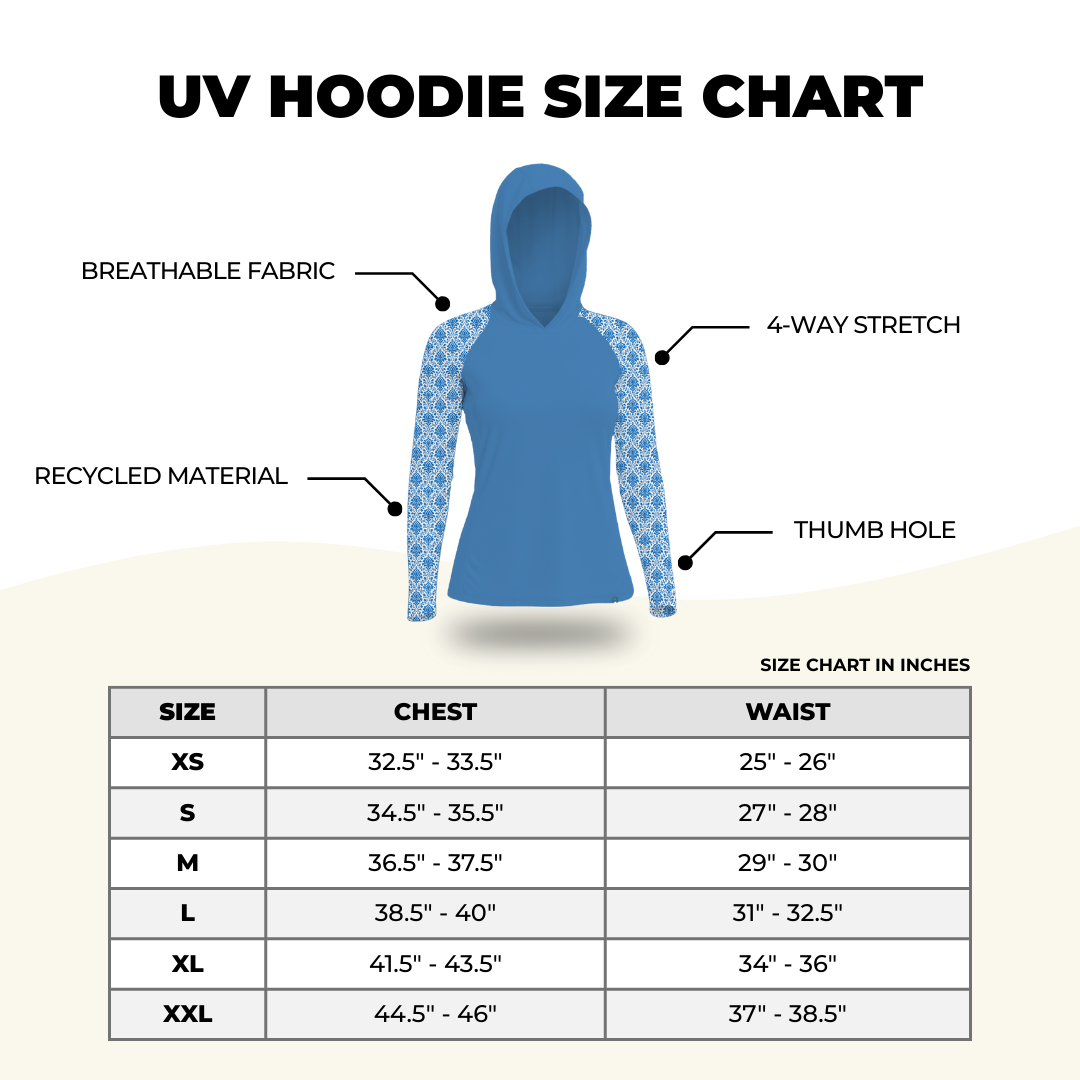 UV Hoodie - Women's - Royal Blue Damask
