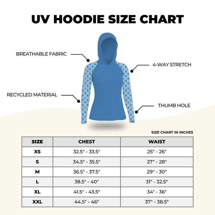 UV Hoodie - Women's - Royal Blue Damask