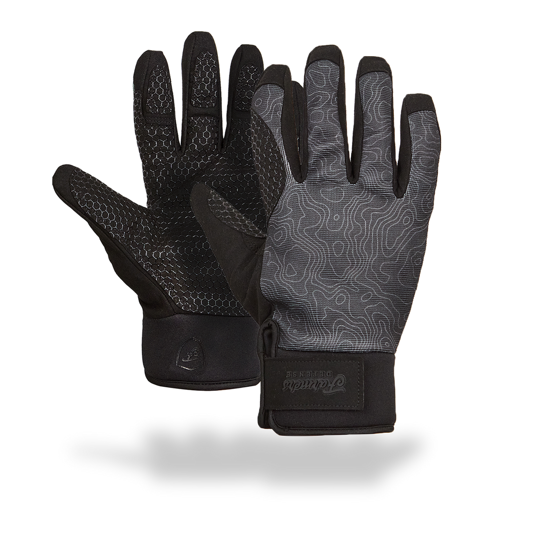Waterproof Winter Gloves -  Topo Map - Black