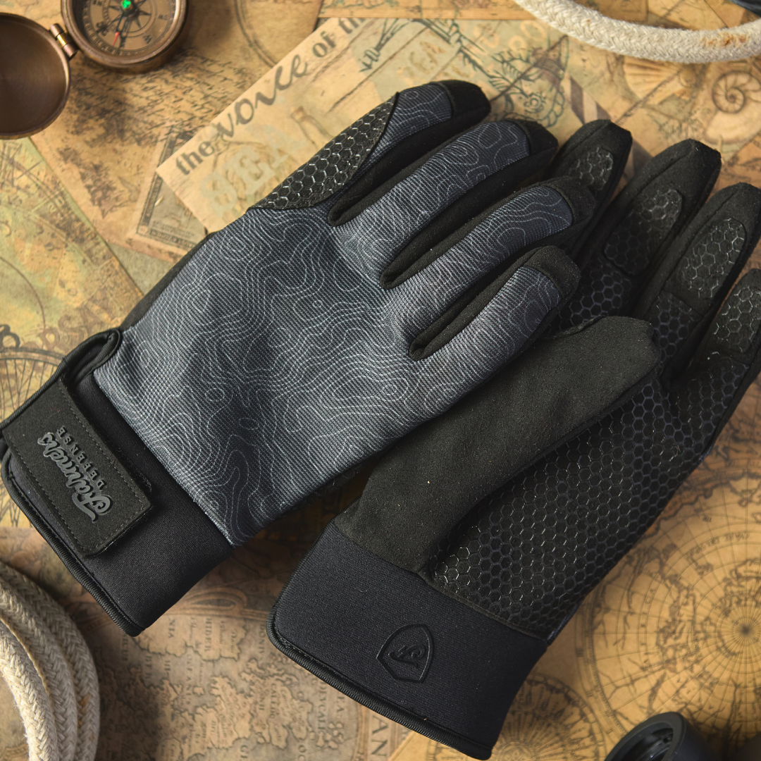 Waterproof Winter Gloves -  Topo Map - Black