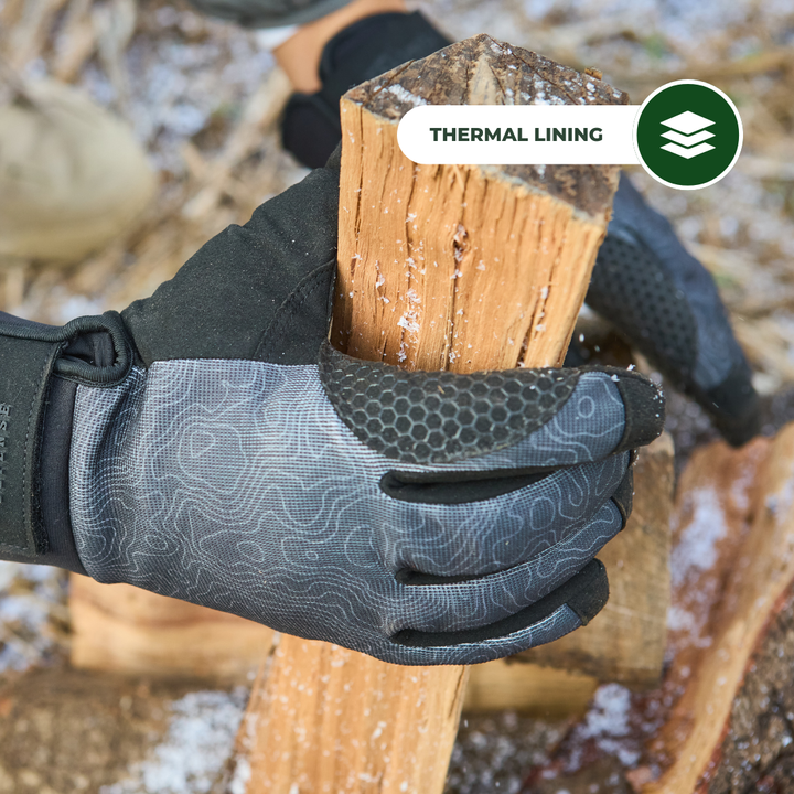 Waterproof Winter Gloves -  Topo Map - Black