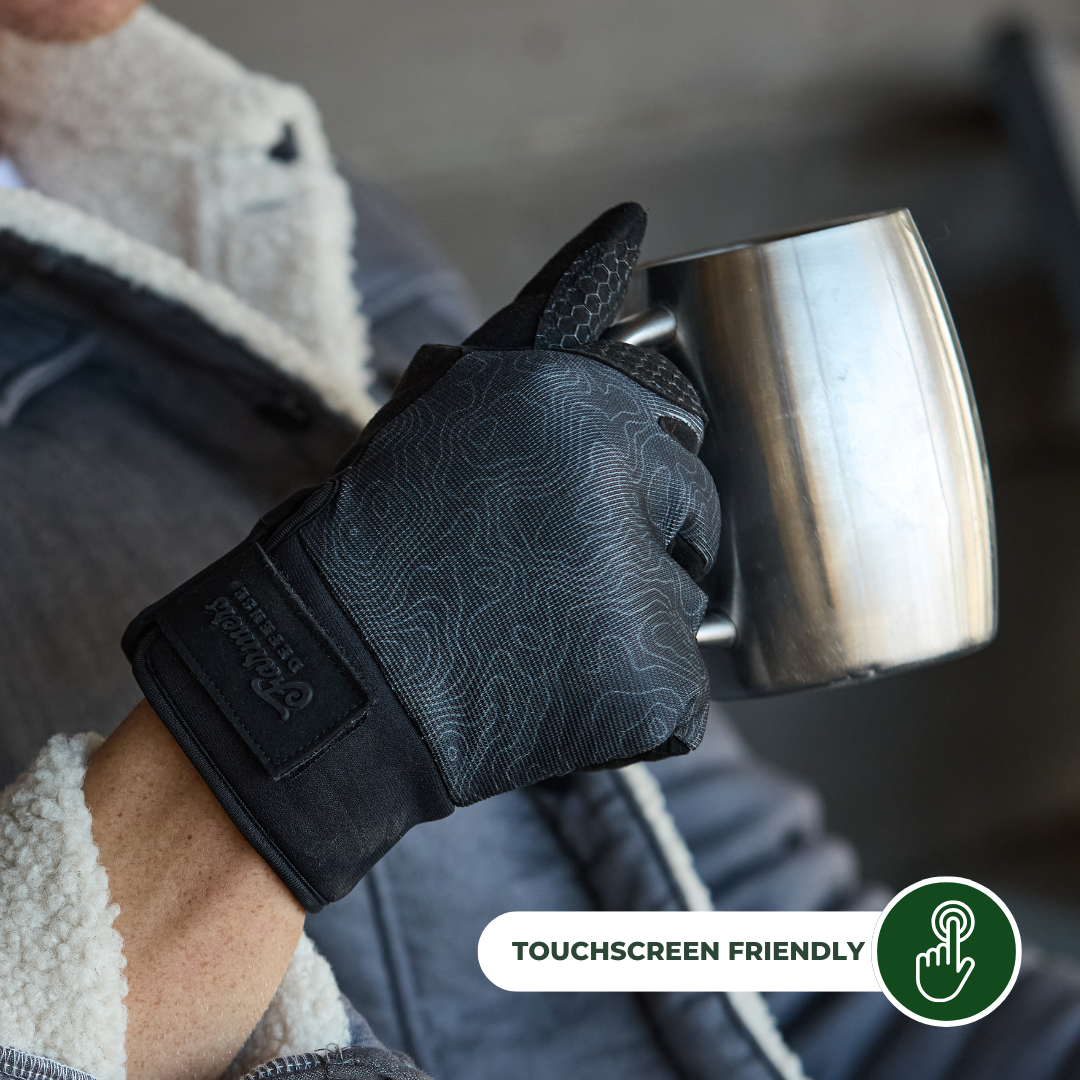 Waterproof Winter Gloves -  Topo Map - Black