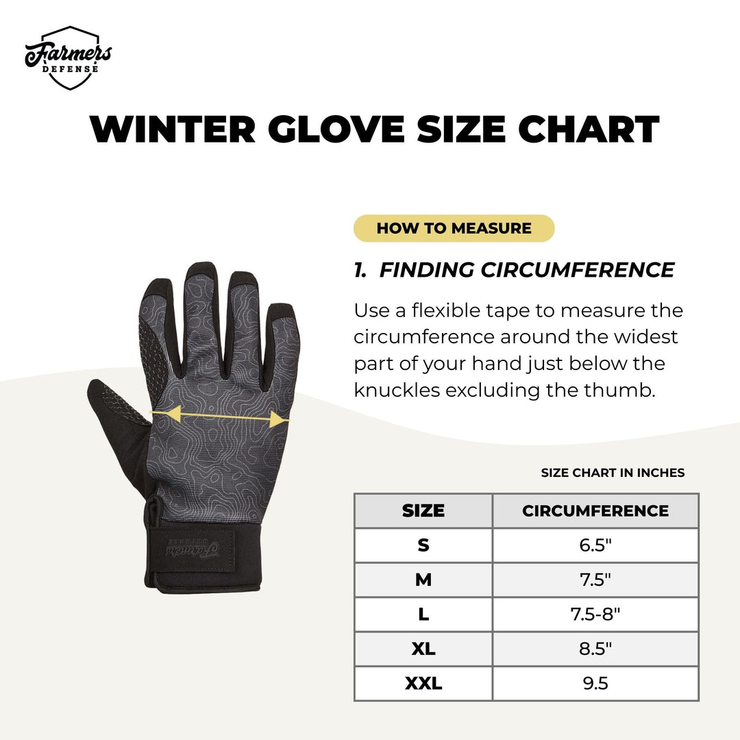 Waterproof Winter Gloves -  Topo Map - Black