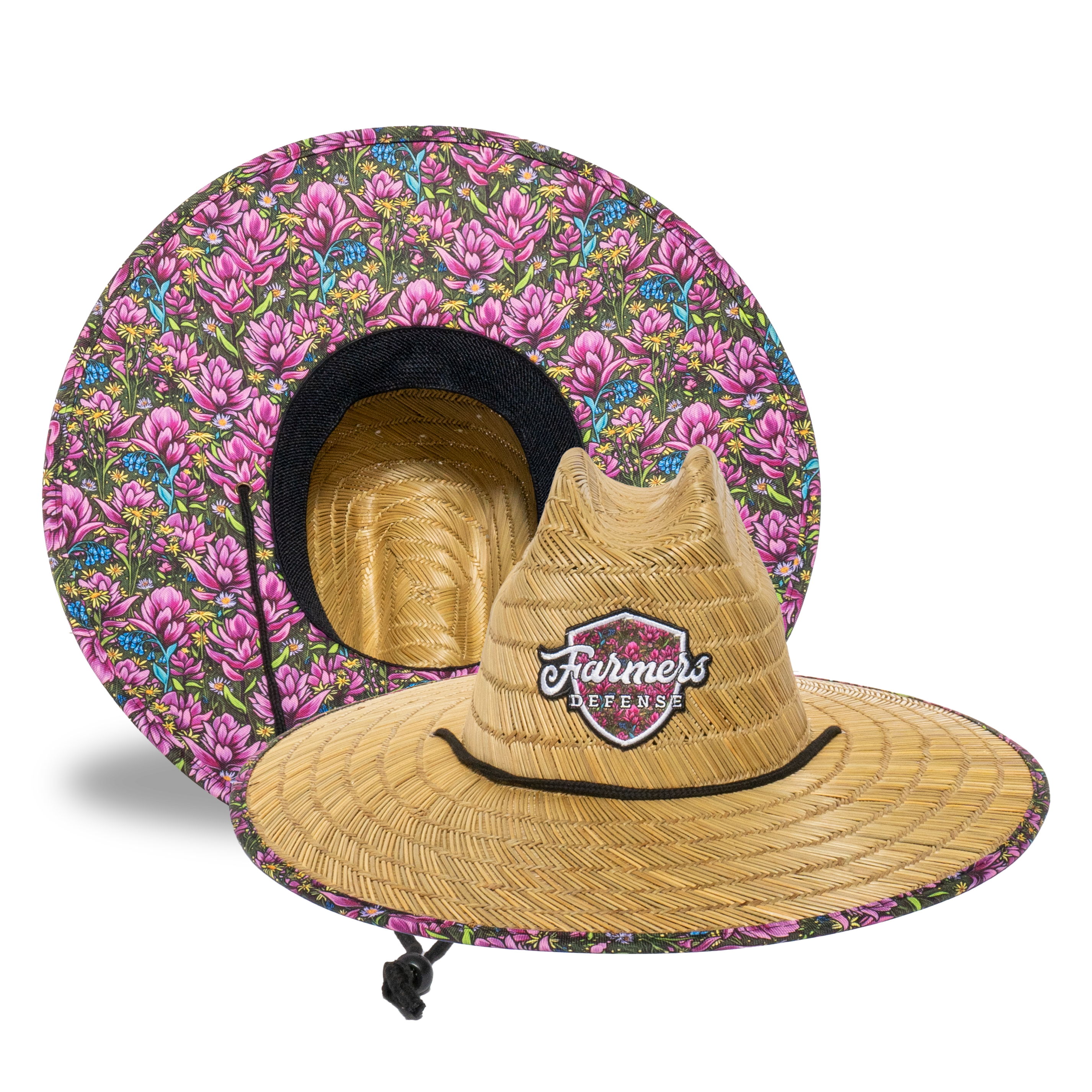 Farmers Defense Straw Hat - Rachel Pohl - Pink Flower
