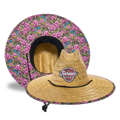 Farmers Defense Straw Hat - Rachel Pohl - Pink Flower
